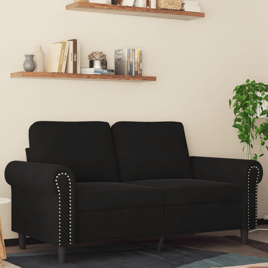 Tweezitsbank 120 cm fluweel zwart
