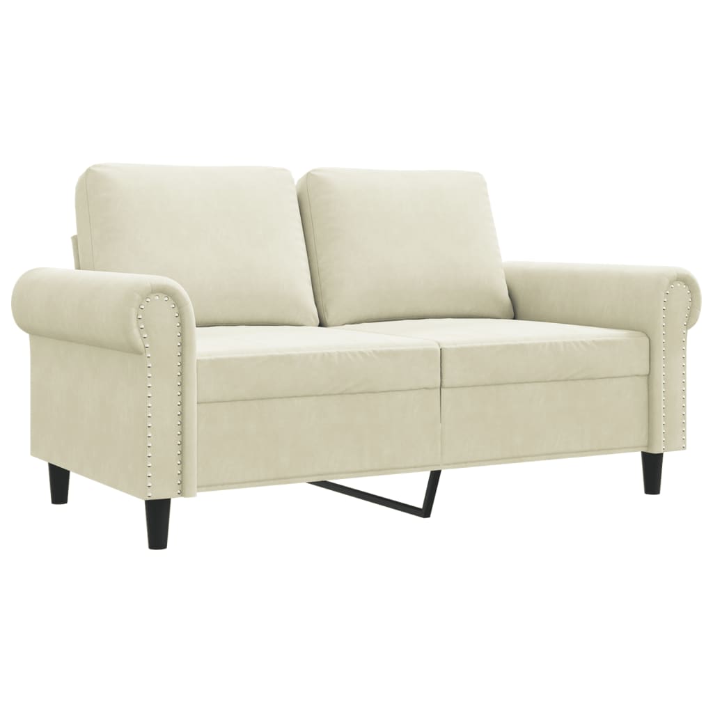 Tweezitsbank 120 cm fluweel crèmekleurig