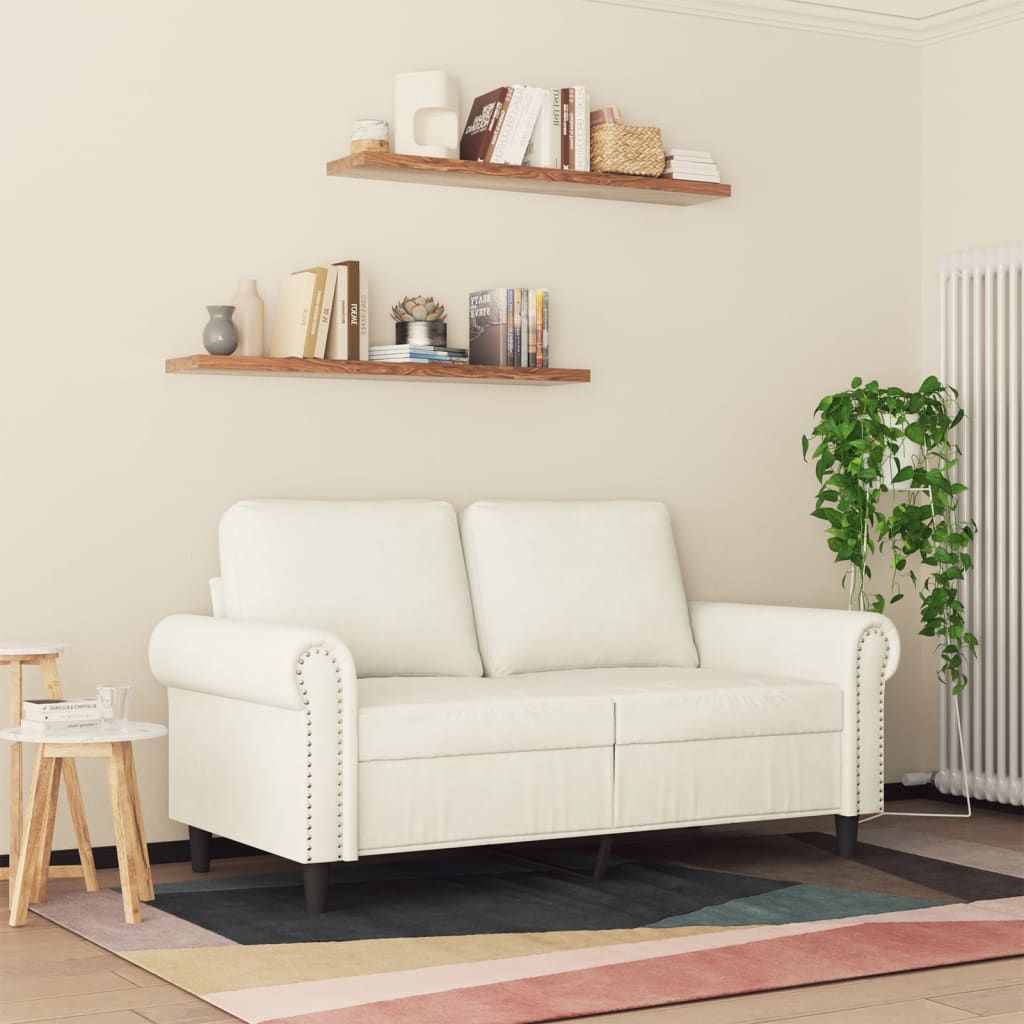 Tweezitsbank 120 cm fluweel crèmekleurig