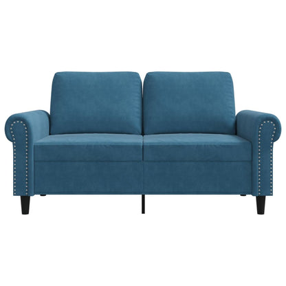 Tweezitsbank 120 cm fluweel blauw