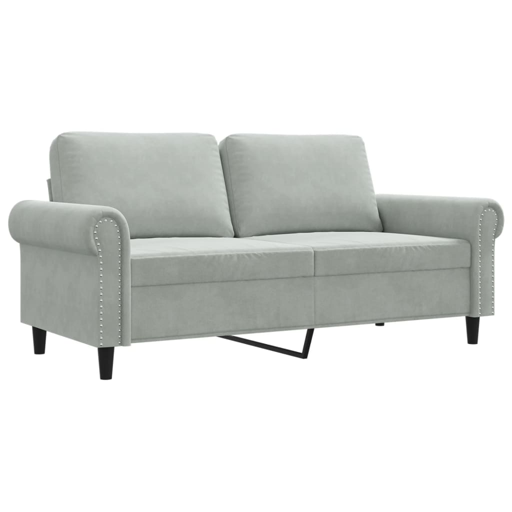 Tweezitsbank 140 cm fluweel lichtgrijs