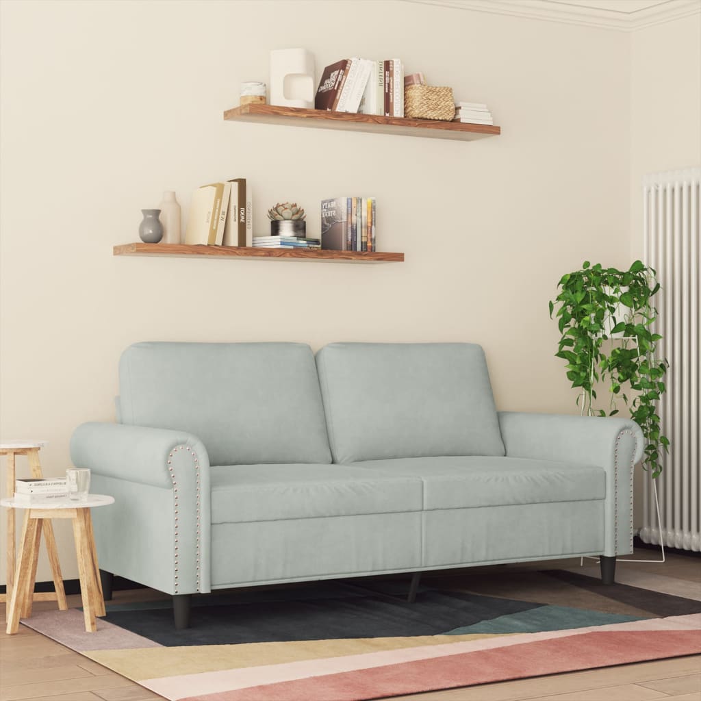 Tweezitsbank 140 cm fluweel lichtgrijs