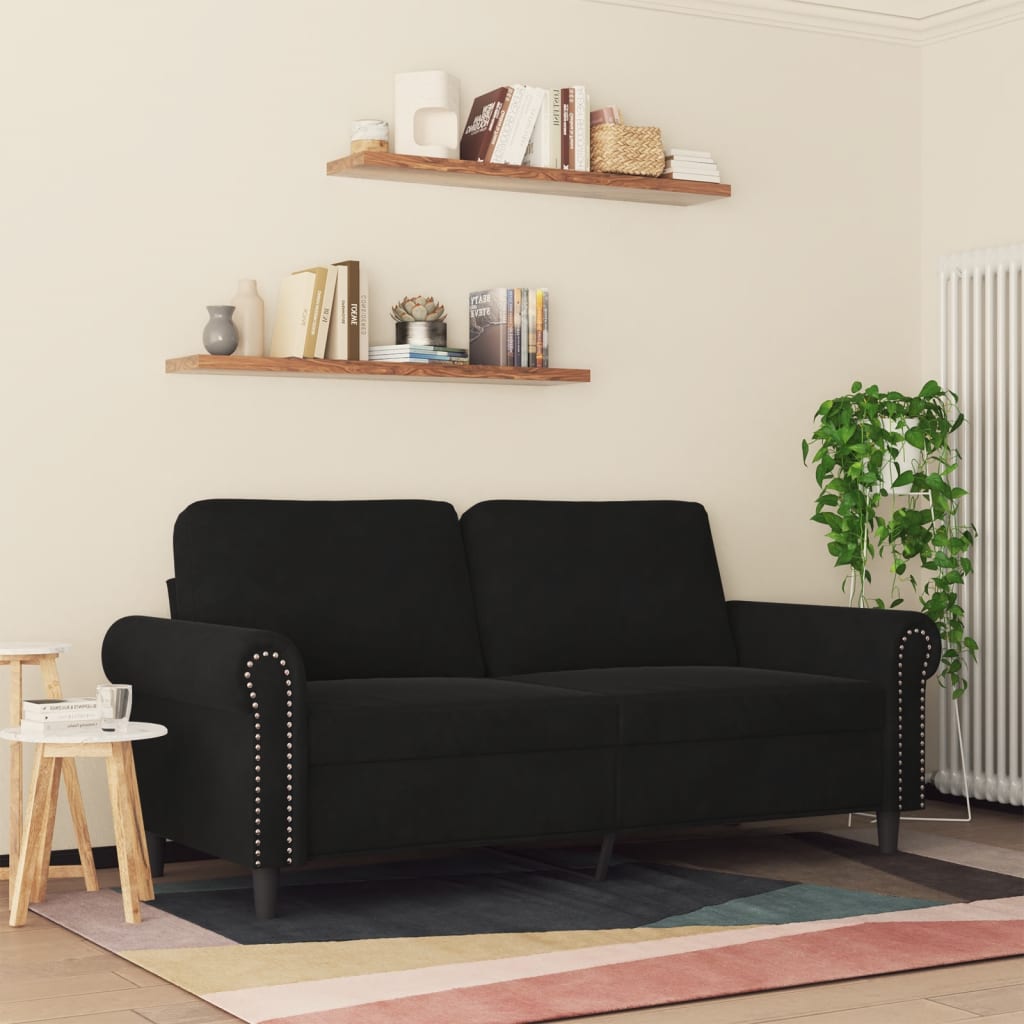 Tweezitsbank 140 cm fluweel zwart