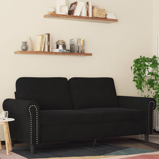 Tweezitsbank 140 cm fluweel zwart