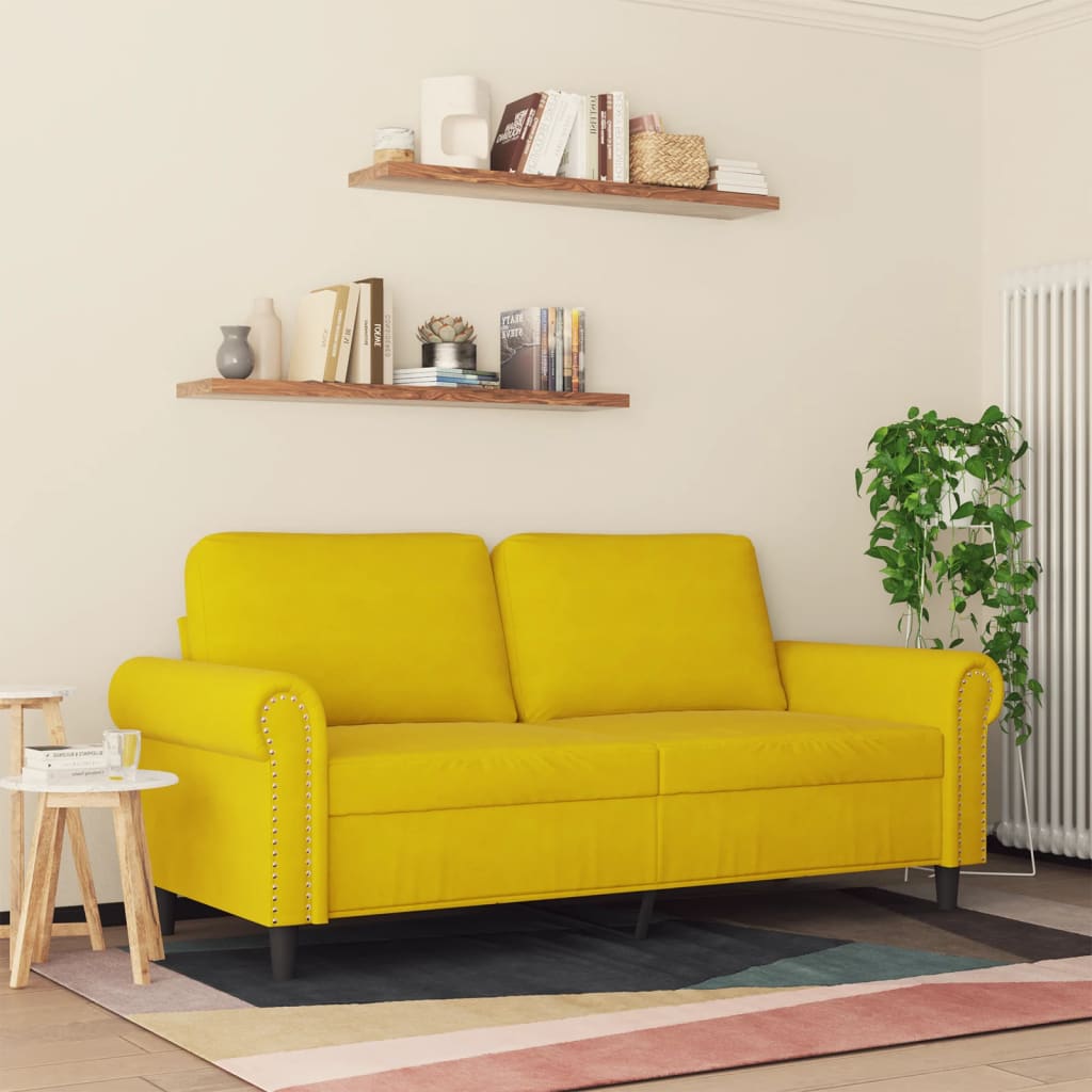 Tweezitsbank 140 cm fluweel geel