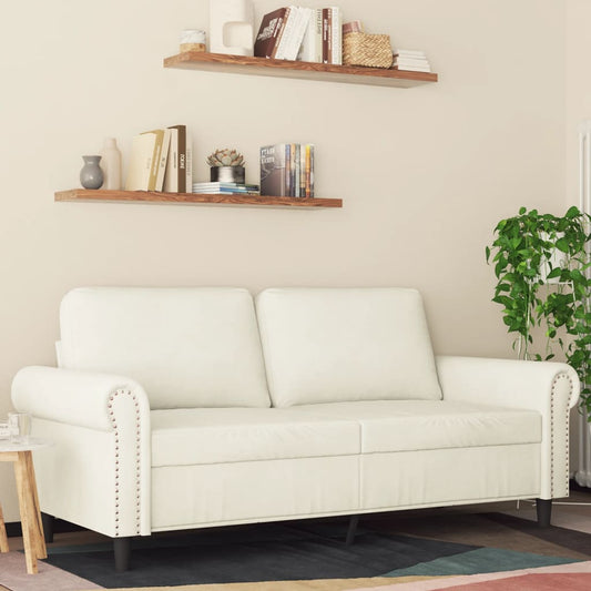 Tweezitsbank 140 cm fluweel crèmekleurig