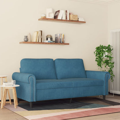 Tweezitsbank 140 cm fluweel blauw