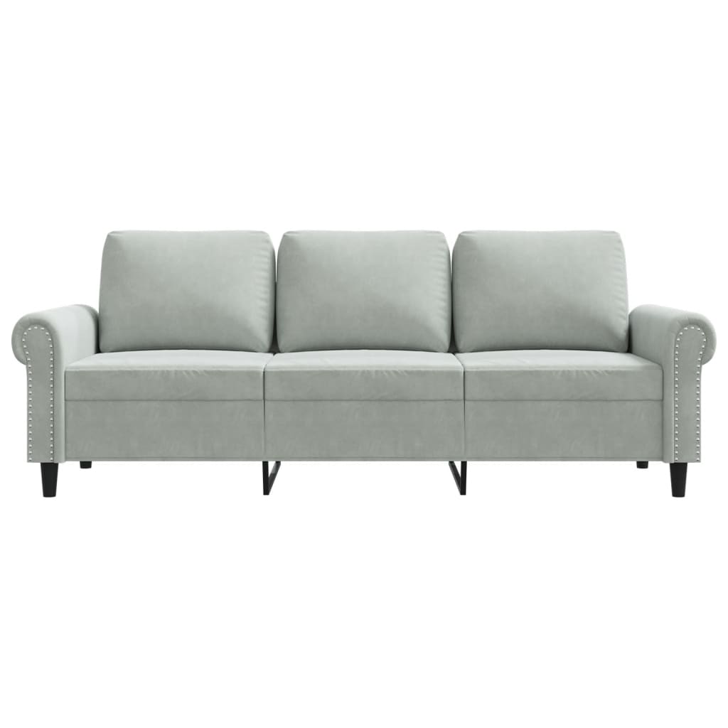 Driezitsbank 180 cm fluweel lichtgrijs