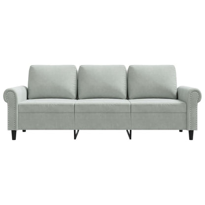 Driezitsbank 180 cm fluweel lichtgrijs