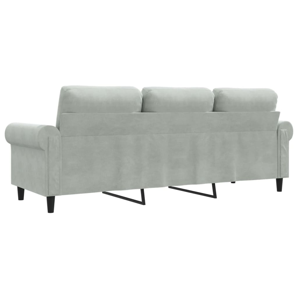 Driezitsbank 180 cm fluweel lichtgrijs