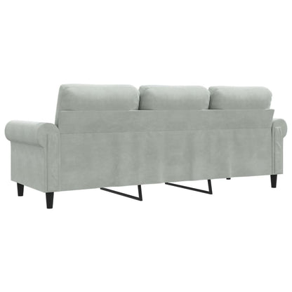 Driezitsbank 180 cm fluweel lichtgrijs