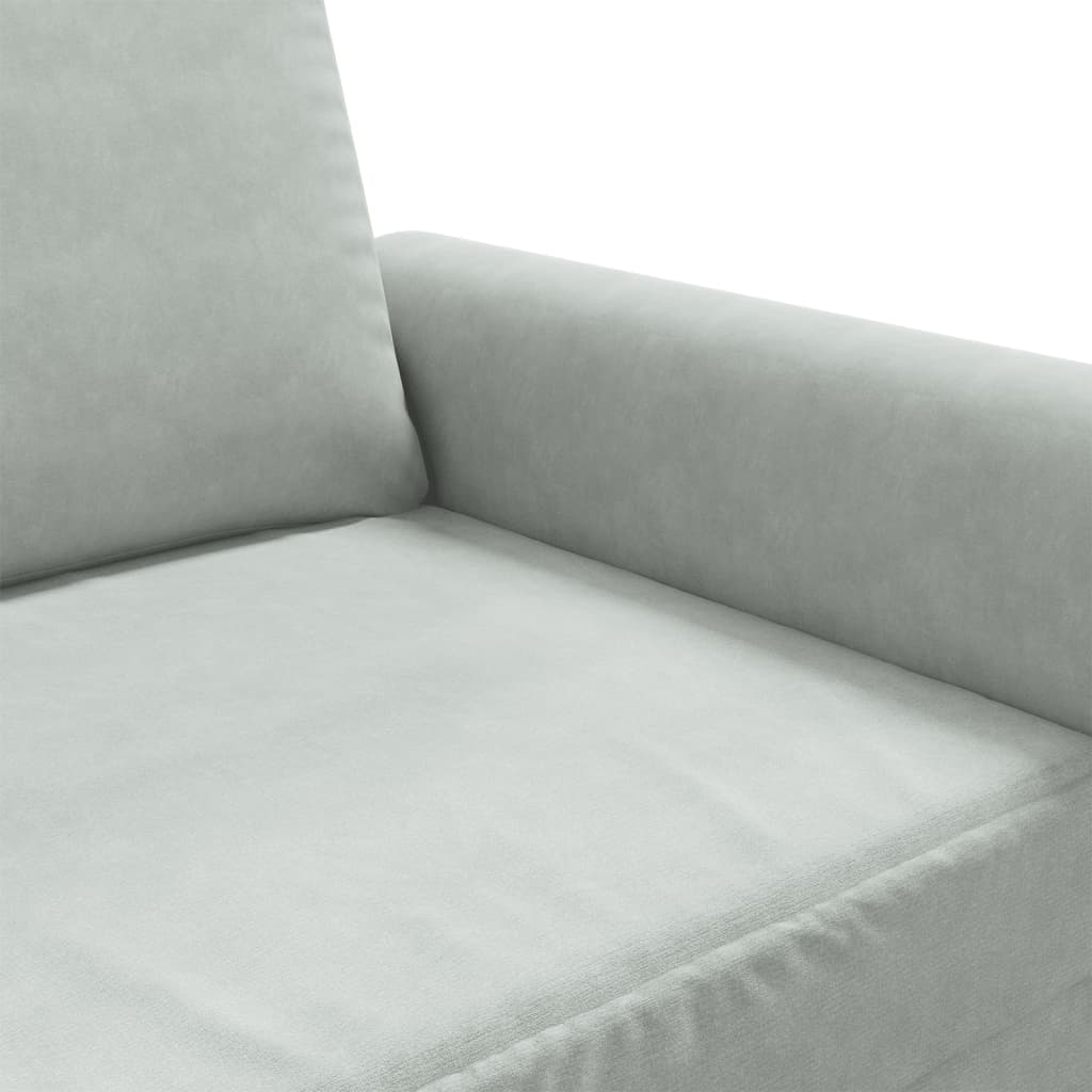 Driezitsbank 180 cm fluweel lichtgrijs