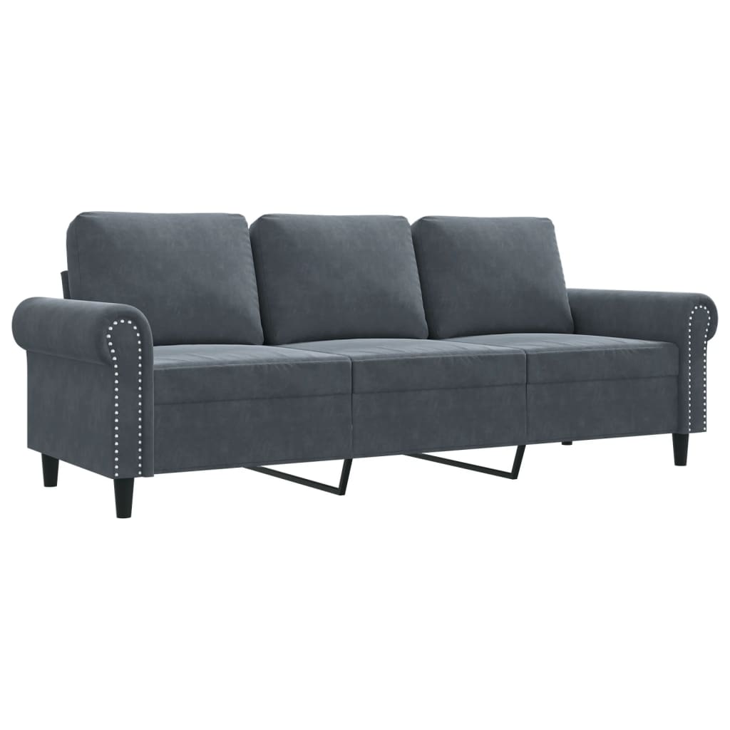 Driezitsbank 180 cm fluweel donkergrijs