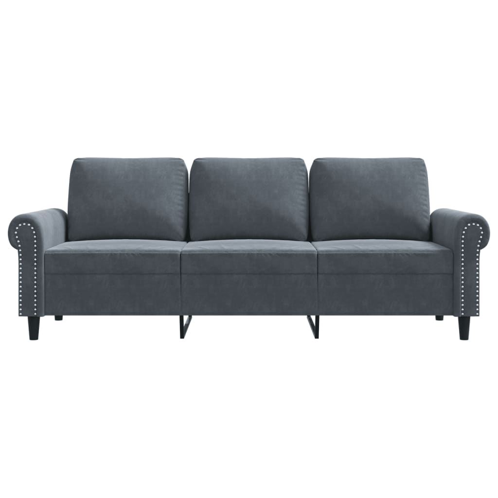 Driezitsbank 180 cm fluweel donkergrijs