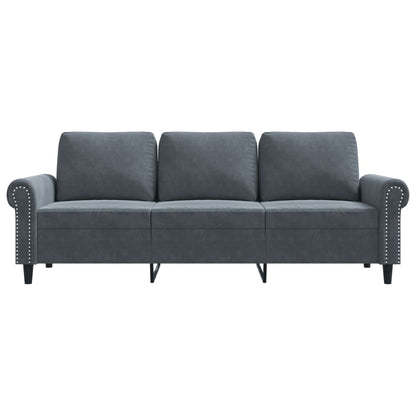 Driezitsbank 180 cm fluweel donkergrijs