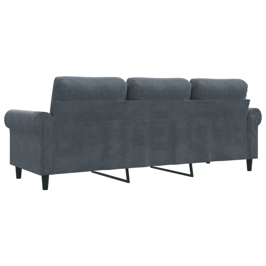 Driezitsbank 180 cm fluweel donkergrijs