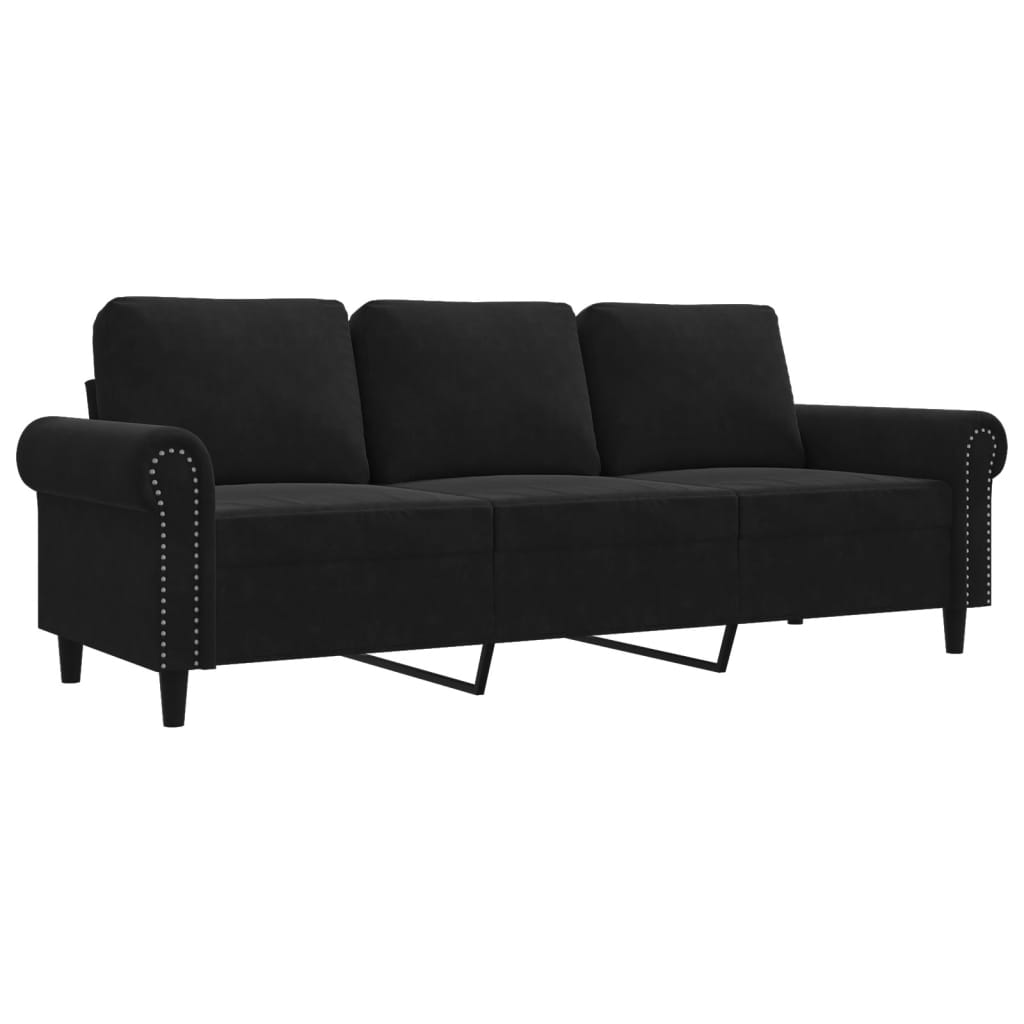 Driezitsbank 180 cm fluweel zwart