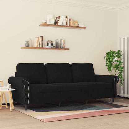 Driezitsbank 180 cm fluweel zwart