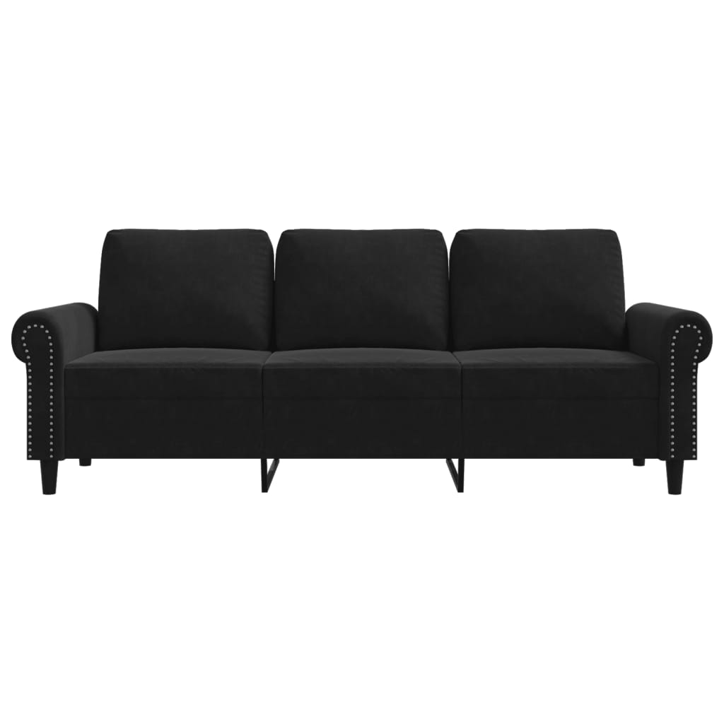 Driezitsbank 180 cm fluweel zwart