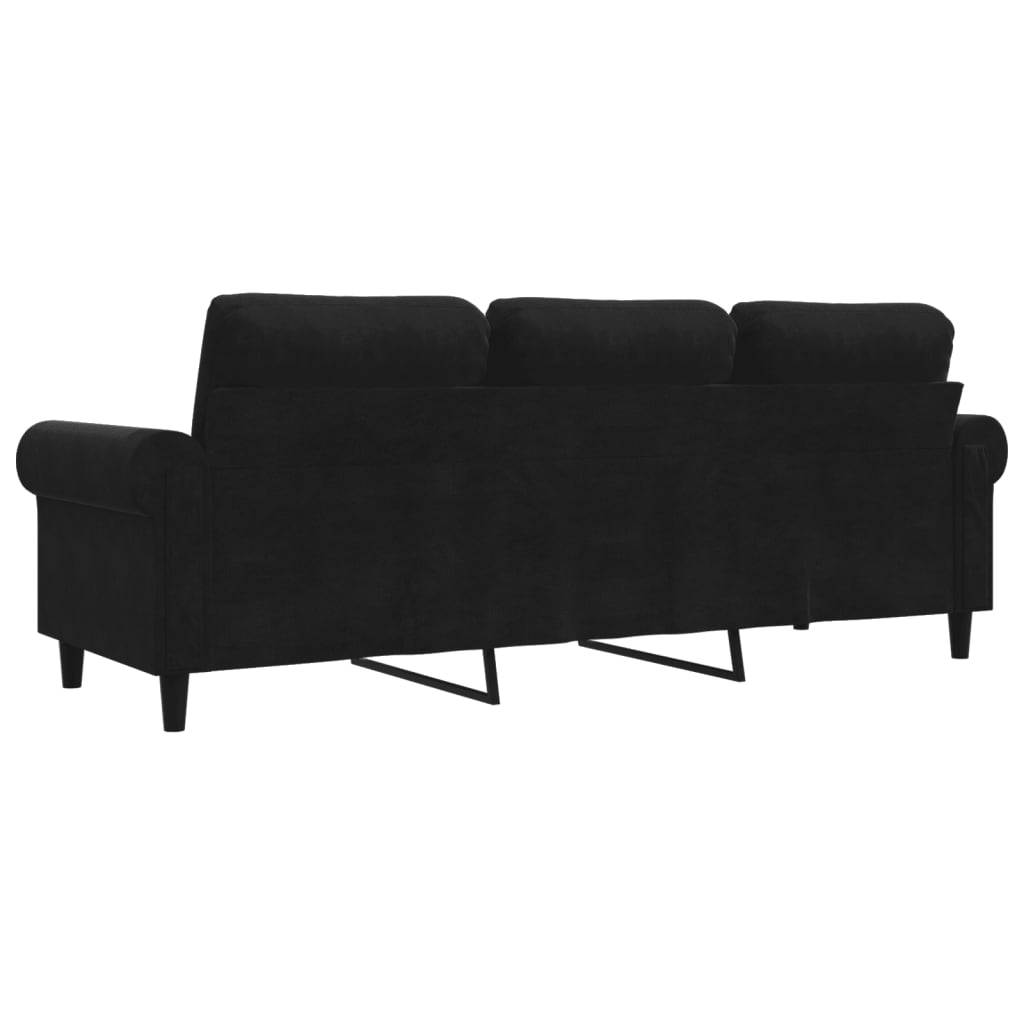 Driezitsbank 180 cm fluweel zwart