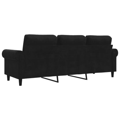 Driezitsbank 180 cm fluweel zwart