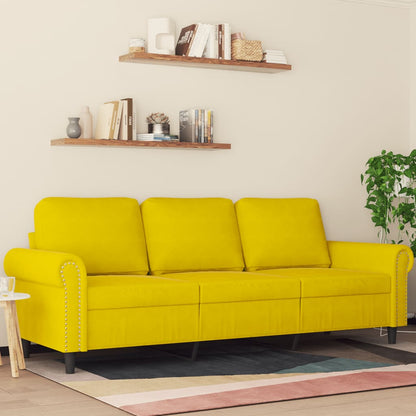 Driezitsbank 180 cm fluweel geel