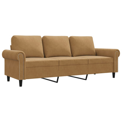 Driezitsbank 180 cm fluweel bruin