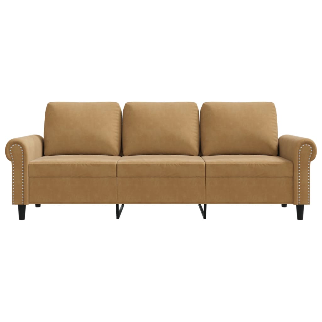 Driezitsbank 180 cm fluweel bruin