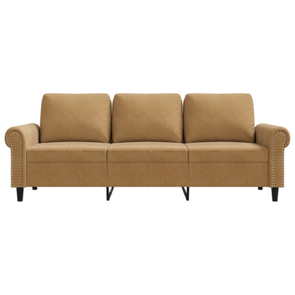 Driezitsbank 180 cm fluweel bruin