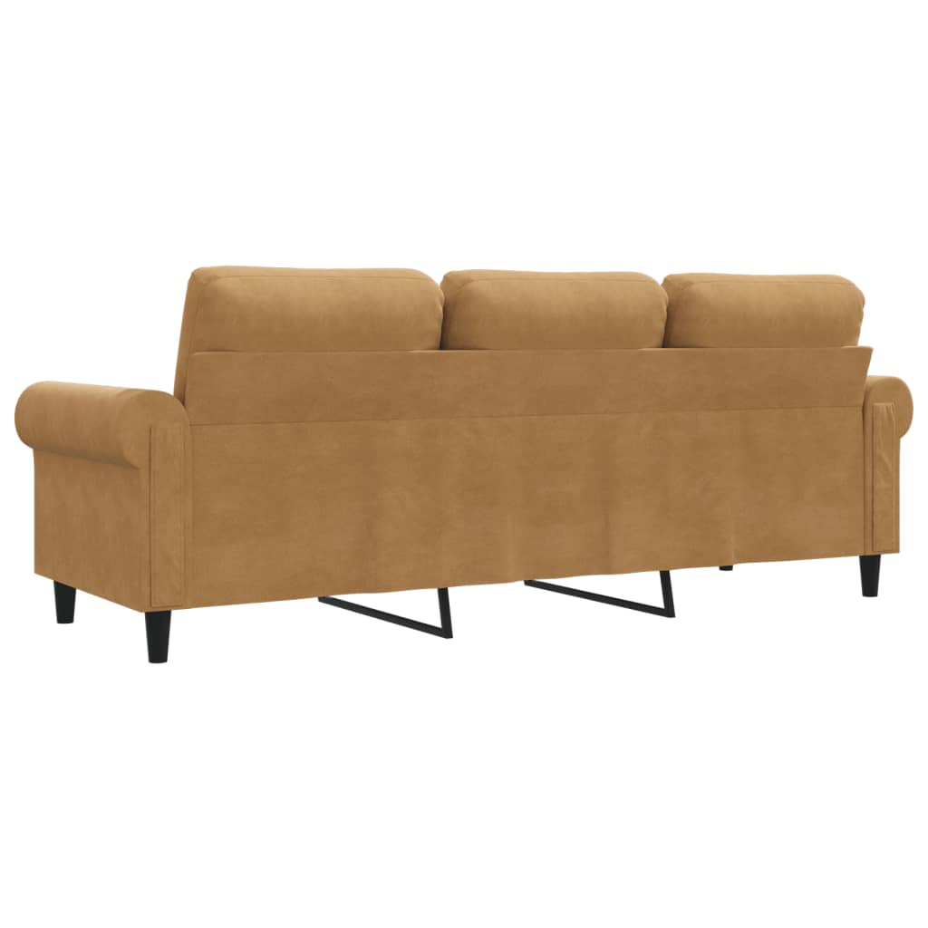 Driezitsbank 180 cm fluweel bruin