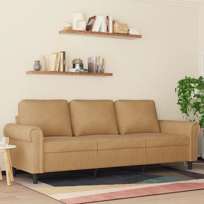 Driezitsbank 180 cm fluweel bruin