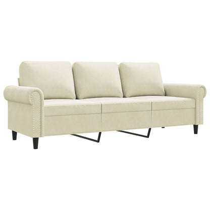 Driezitsbank 180 cm fluweel crèmekleurig