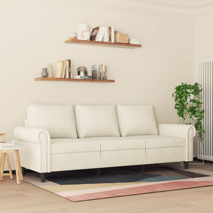 Driezitsbank 180 cm fluweel crèmekleurig