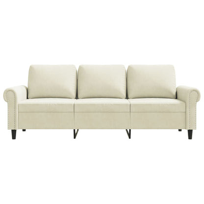 Driezitsbank 180 cm fluweel crèmekleurig