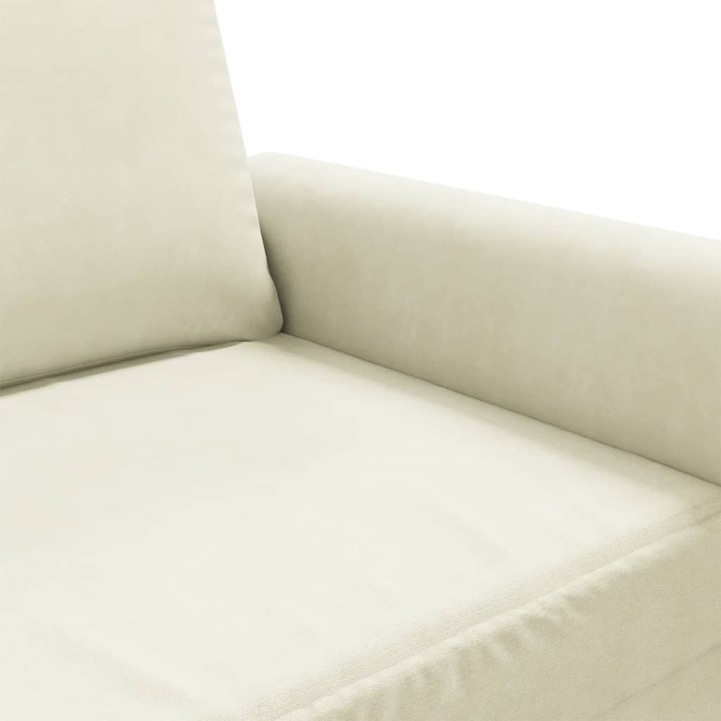 Driezitsbank 180 cm fluweel crèmekleurig