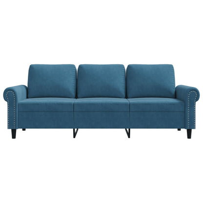 Driezitsbank 180 cm fluweel blauw
