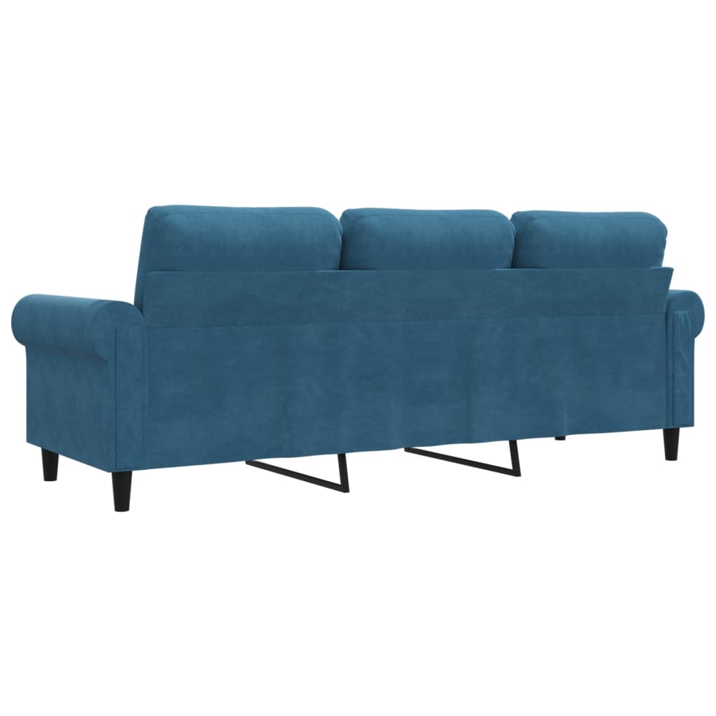 Driezitsbank 180 cm fluweel blauw