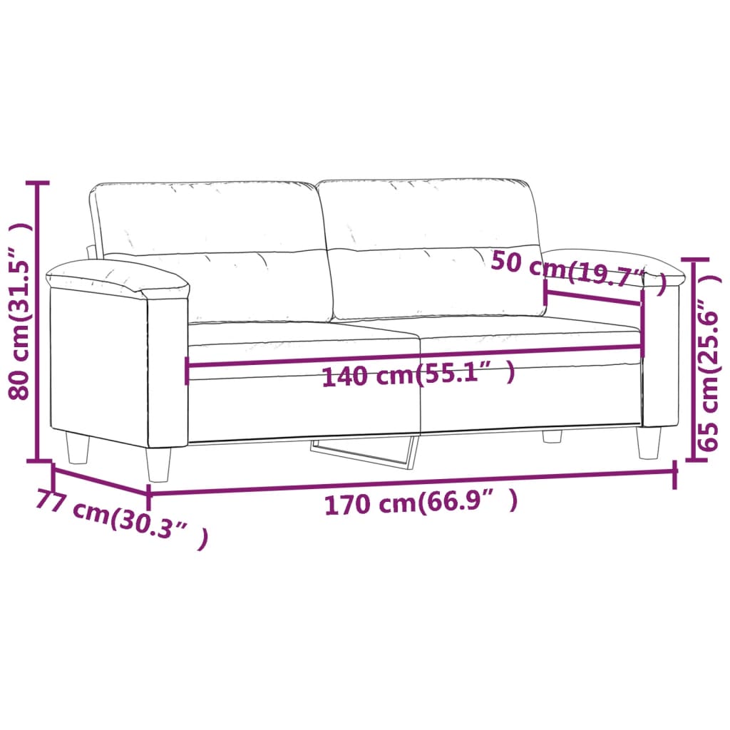 Tweezitsbank 140 cm microvezelstof crème