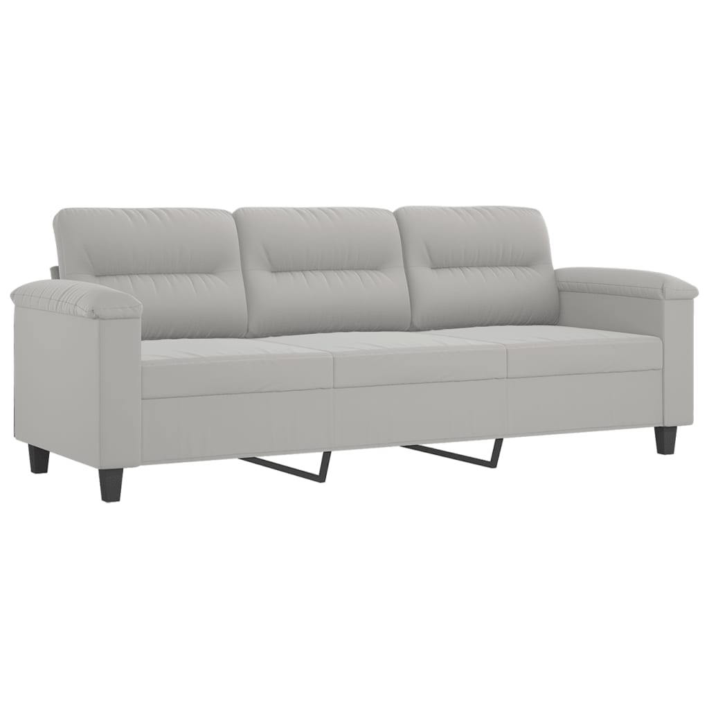 Driezitsbank 180 cm microvezelstof lichtgrijs