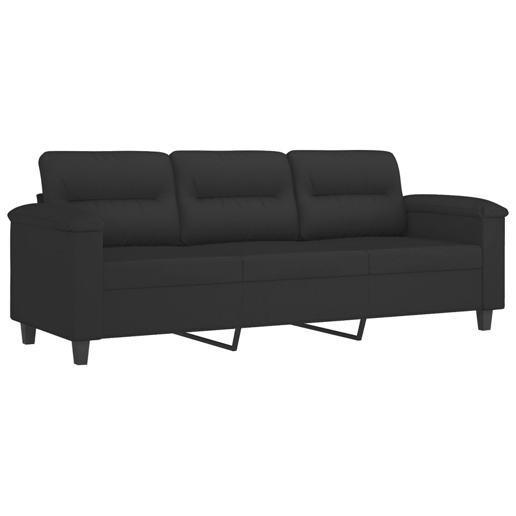 Driezitsbank 180 cm microvezelstof zwart