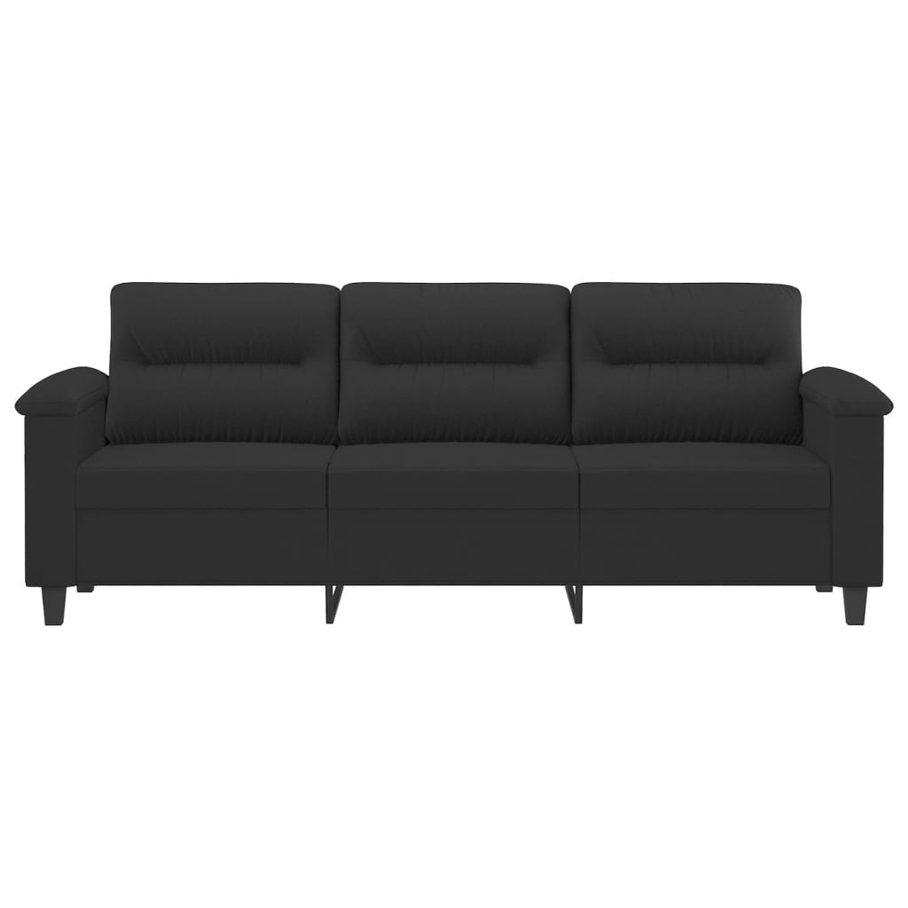 Driezitsbank 180 cm microvezelstof zwart