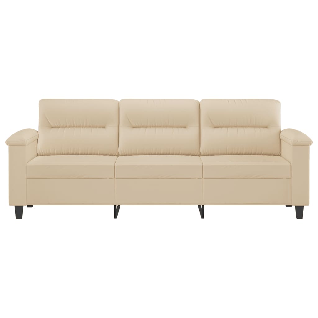 Driezitsbank 180 cm microvezelstof crèmekleurig