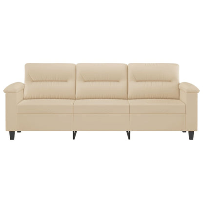 Driezitsbank 180 cm microvezelstof crèmekleurig