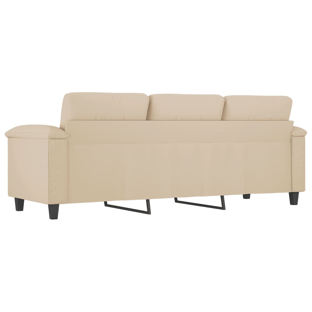 Driezitsbank 180 cm microvezelstof crèmekleurig