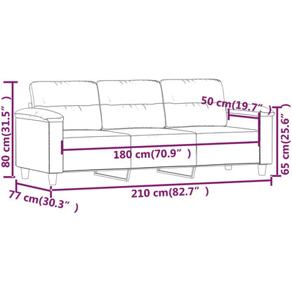 Driezitsbank 180 cm microvezelstof crèmekleurig