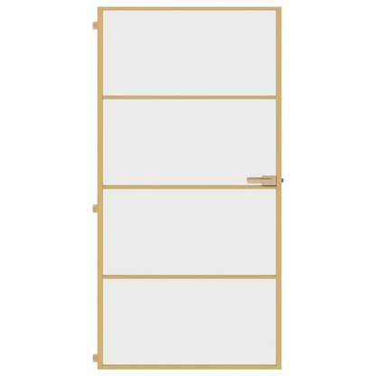 Binnendeur smal 102,5x201,5 cm gehard glas en aluminium goud