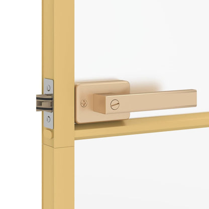 Binnendeur smal 83x201,5 cm gehard glas en aluminium goudkleur