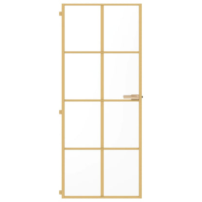 Binnendeur smal 83x201,5 cm gehard glas en aluminium goudkleur