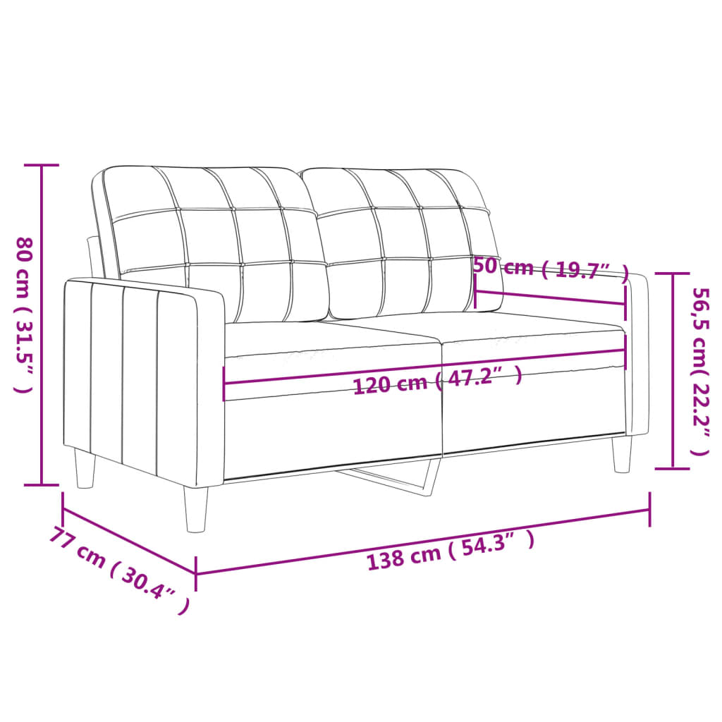Tweezitsbank 120 cm stof taupe