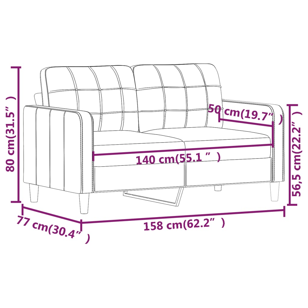 Tweezitsbank 140 cm stof wijnrood
